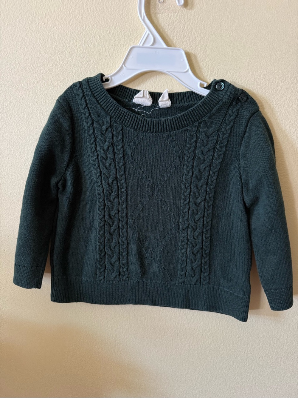 Girls' Cable Knit Sweater - Dark Green